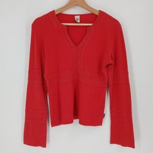 Prana Ribbed V Neck Long Sleeve
